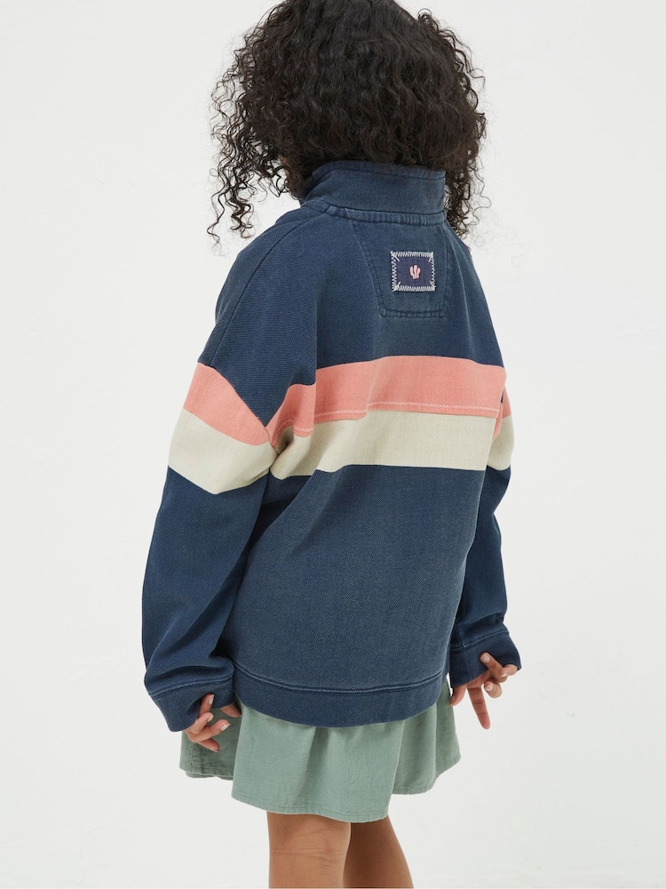 FatFace Blue Colourblock Boxy Airlie Sweat Top - Image 2 of 4