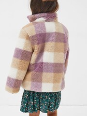 FatFace Purple Check Teddy Coat - Image 2 of 4