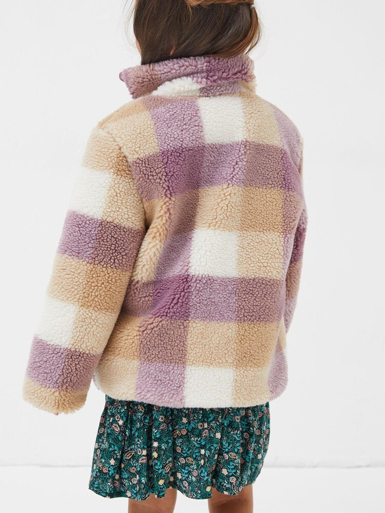 FatFace Purple Check Teddy Coat - Image 2 of 4