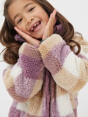 FatFace Purple Check Teddy Coat - Image 3 of 4