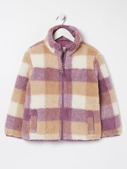 FatFace Purple Check Teddy Coat - Image 4 of 4