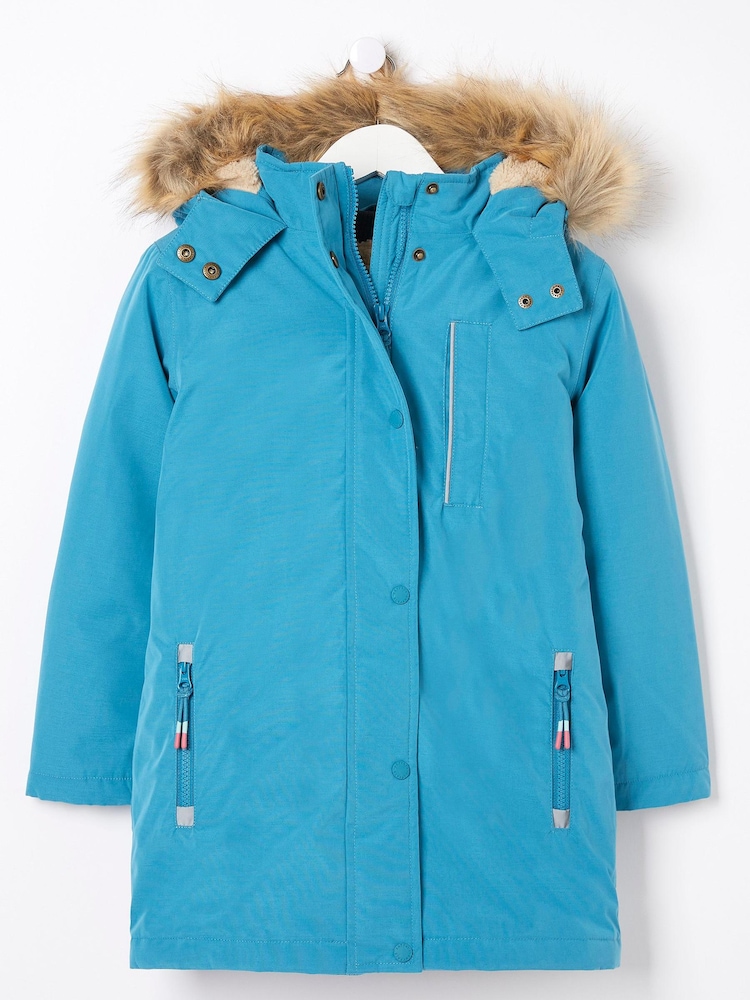 FatFace Turquoise Blue 3 In 1 Waterproof Coat - Image 4 of 4
