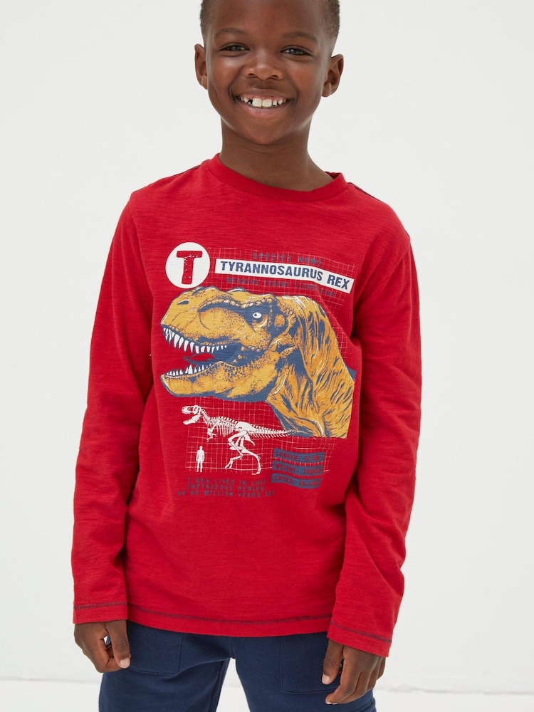 FatFace Red T-Rex Graphic T-Shirt - Image 1 of 6 FatFace Red T-Rex Graphic T-Shirt - Image 1 of 6