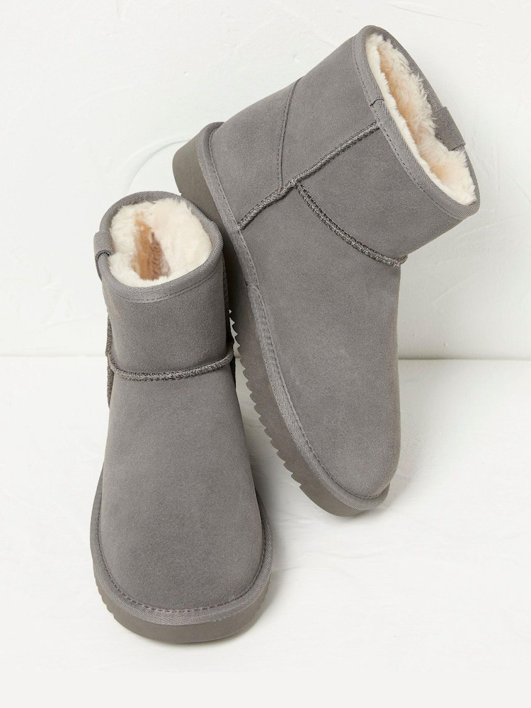 FatFace Grey Suede Slipper Boots - Image 2 of 4