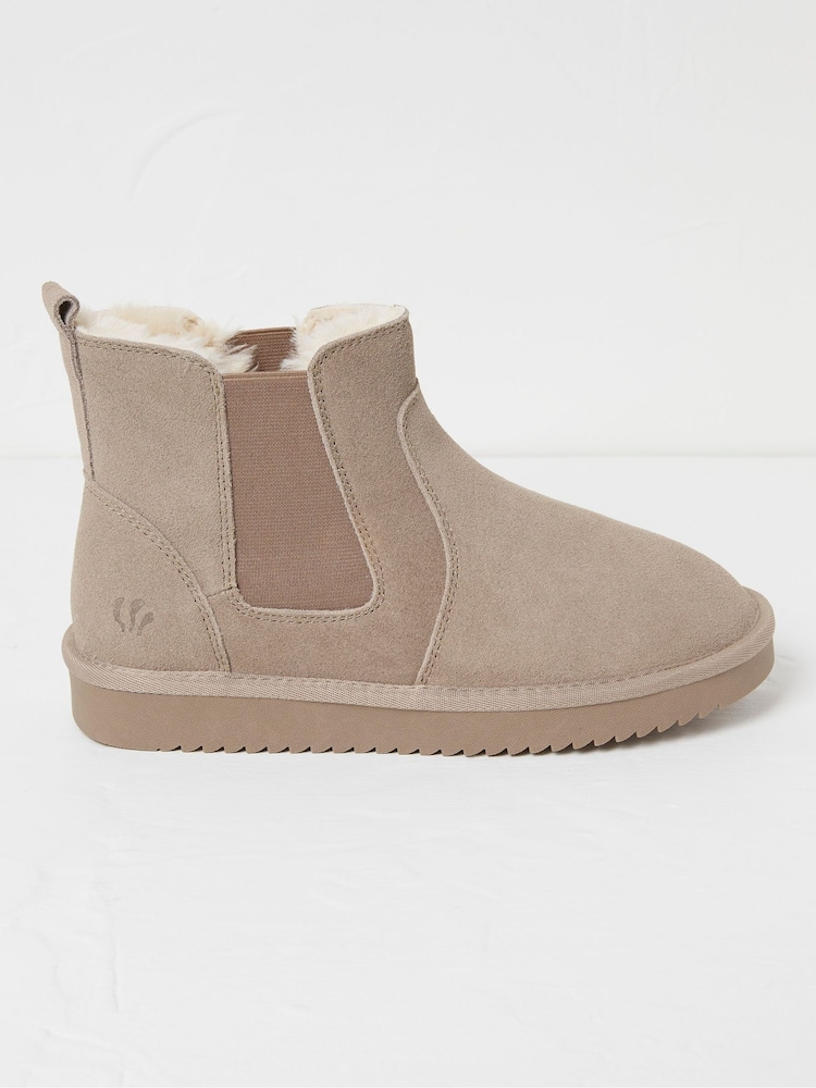 FatFace Mabel Natural Suede Slipper Boots - Image 1 of 3