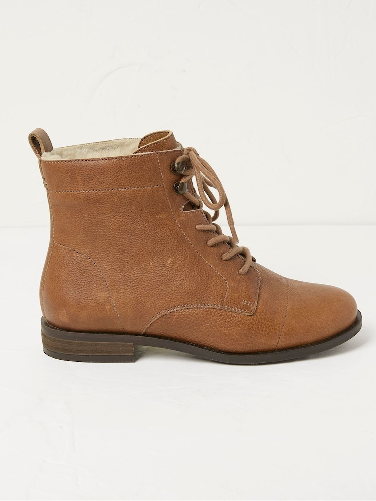 FatFace Brown Catrin Lace Up Ankle Boots - Image 1 of 4
