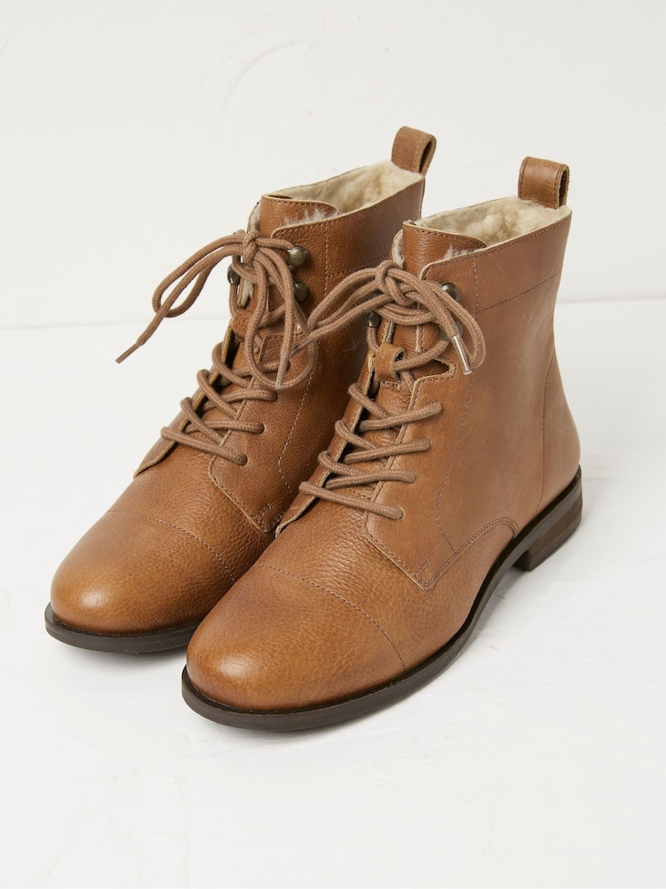 FatFace Brown Catrin Lace Up Ankle Boots - Image 2 of 4