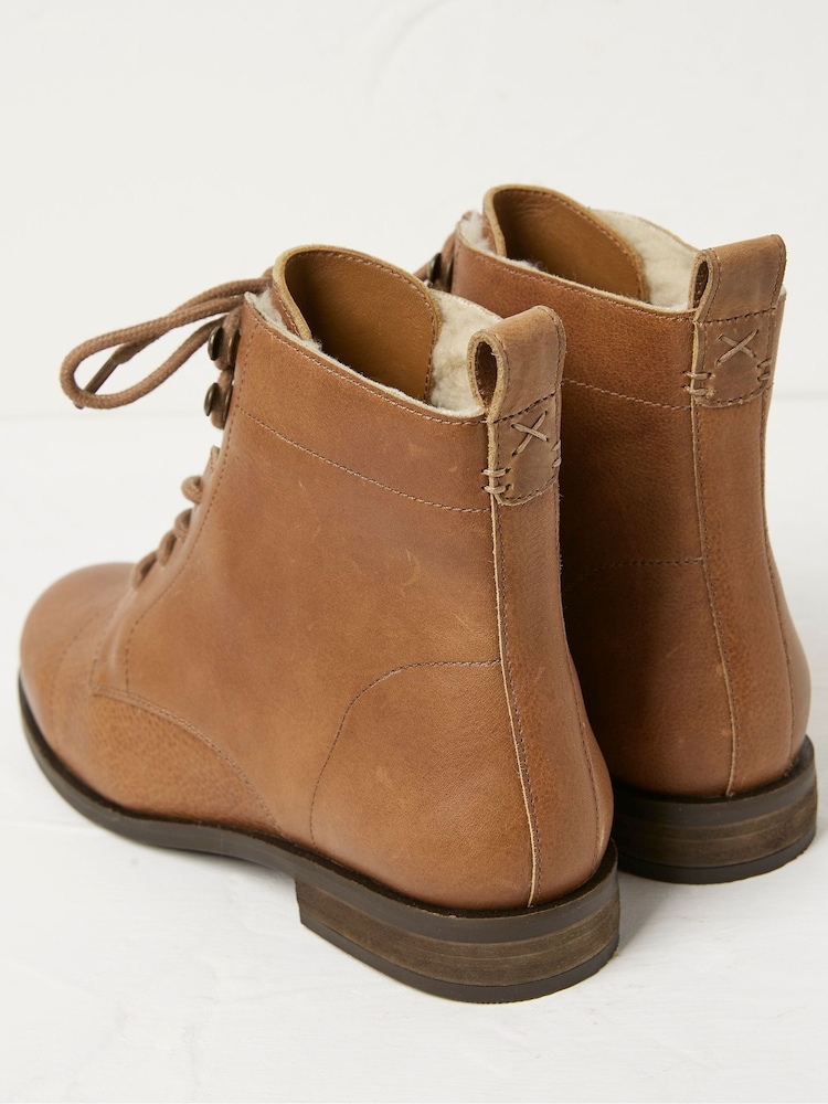 FatFace Brown Catrin Lace Up Ankle Boots - Image 4 of 4