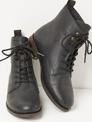 FatFace Black Catrin Lace Up Ankle Boots - Image 2 of 4