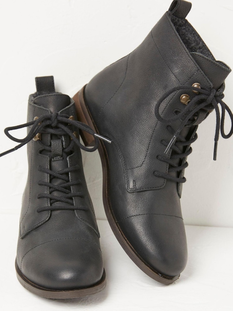 FatFace Black Catrin Lace Up Ankle Boots - Image 2 of 4