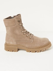 FatFace Natural Eliza Suede Ankle Worker Boots - Image 1 of 5