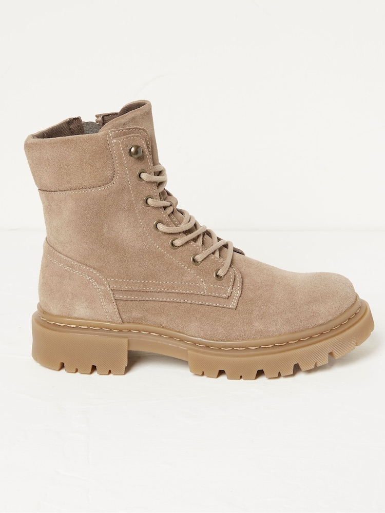 FatFace Natural Eliza Suede Ankle Worker Boots - Image 1 of 5 FatFace Natural Eliza Suede Ankle Worker Boots - Image 1 of 5