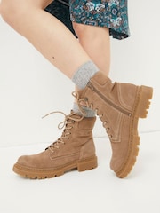 FatFace Natural Eliza Suede Ankle Worker Boots - Image 5 of 5