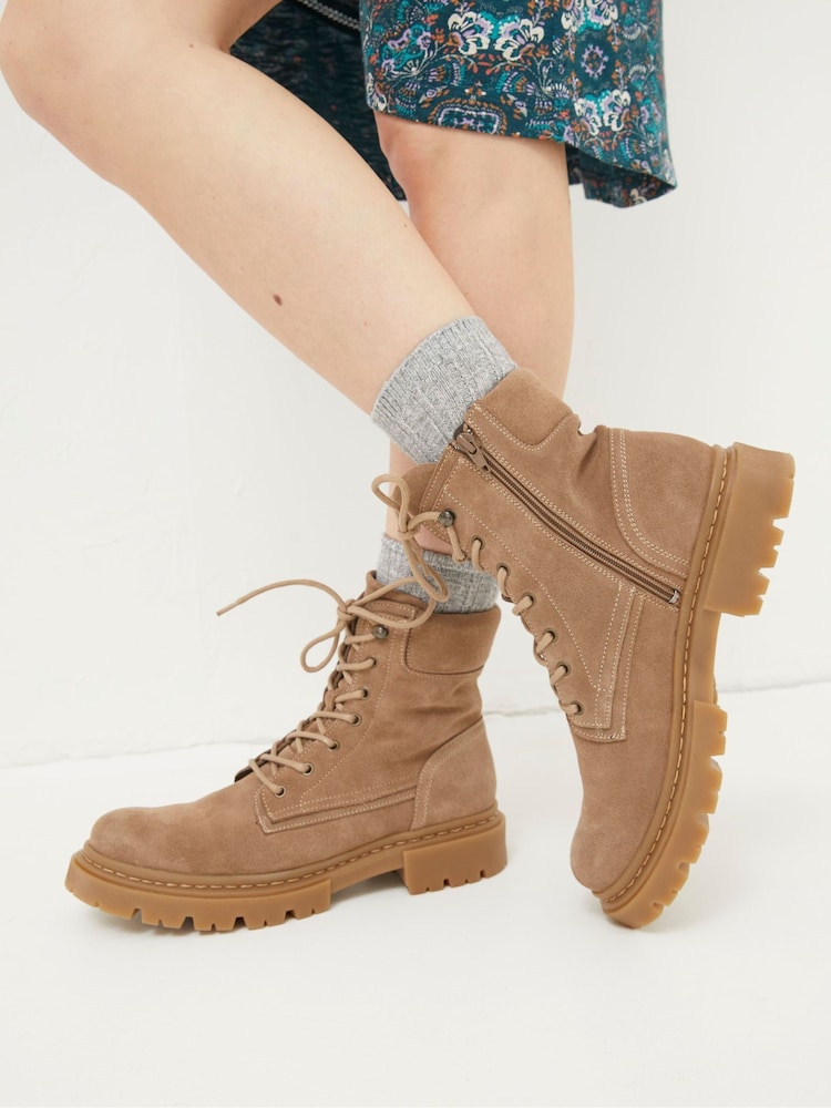 FatFace Natural Eliza Suede Ankle Worker Boots - Image 5 of 5