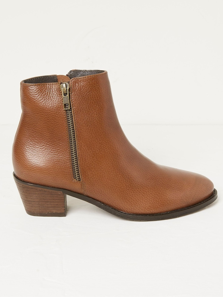 FatFace Camel Betsy Zip Detail Ankle Boots - Image 1 of 4