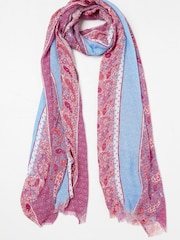 FatFace Pink Craft Paisley Lightweight Scarf - Image 1 of 2