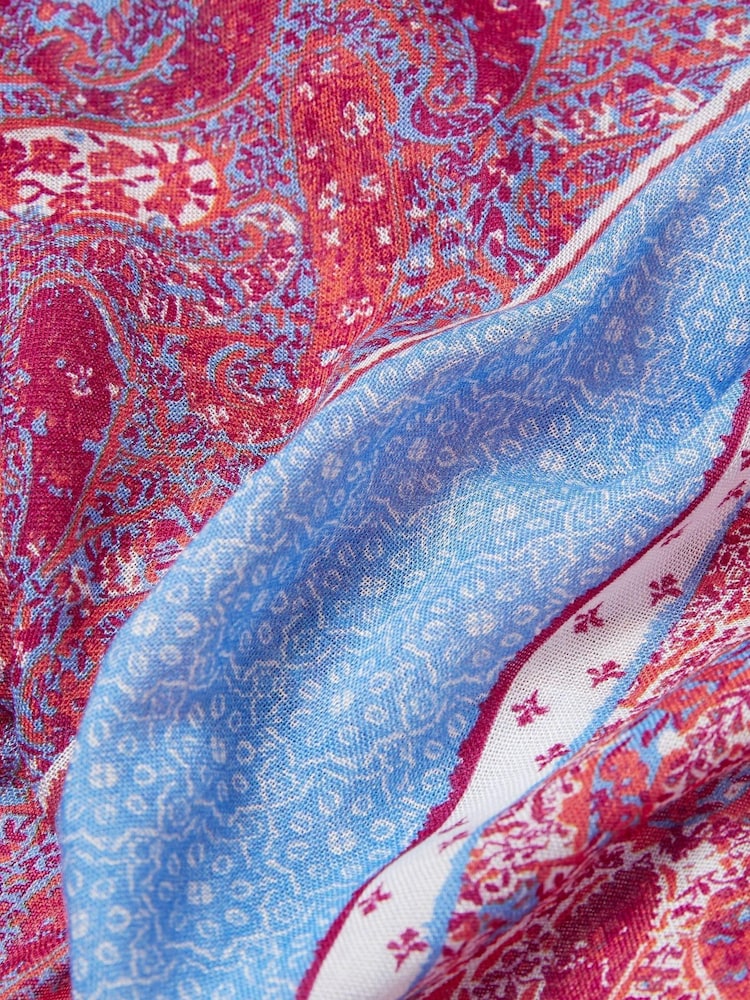 FatFace Pink Craft Paisley Lightweight Scarf - Image 2 of 2
