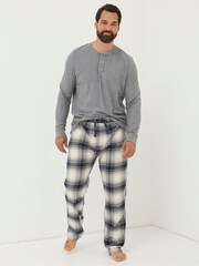 FatFace White Fife Checked Pyjama Bottoms - Image 1 of 3