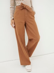 FatFace Brown Bodi Belted Drape Trousers - Image 1 of 5