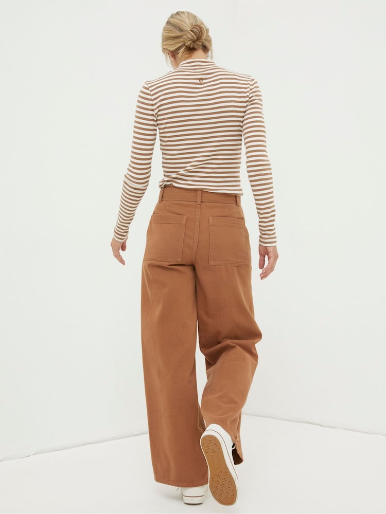 FatFace Brown Bodi Belted Drape Trousers - Image 2 of 5