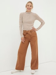 FatFace Brown Bodi Belted Drape Trousers - Image 3 of 5