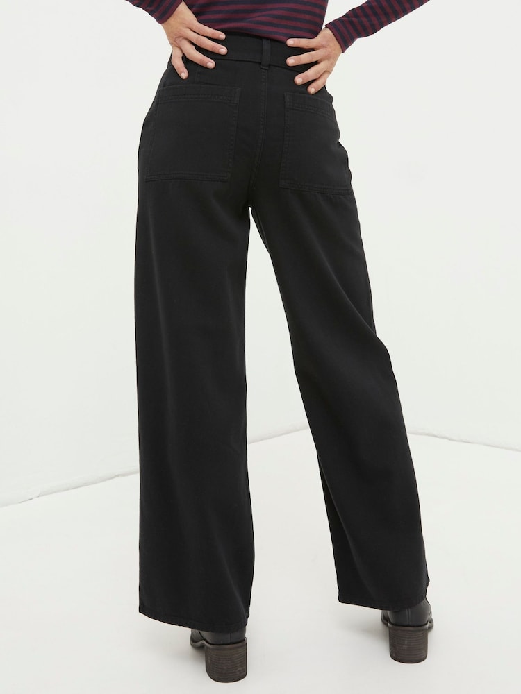 FatFace Black Bodi Belted Drape Trousers - Image 2 of 4