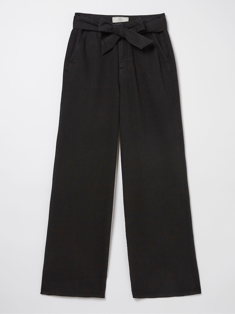 FatFace Black Bodi Belted Drape Trousers - Image 4 of 4