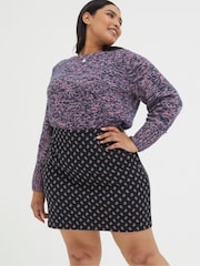 FatFace Black Jennie Floral Geo Jersey Skirt - Image 3 of 5