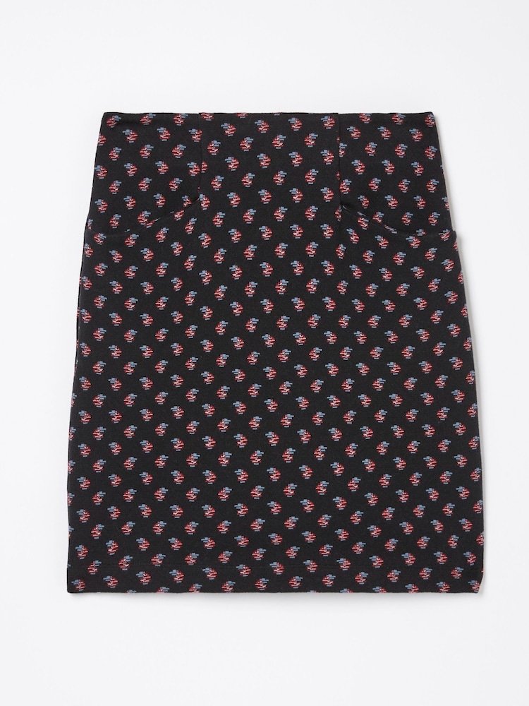 FatFace Black Jennie Floral Geo Jersey Skirt - Image 5 of 5