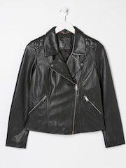 FatFace Bethany Black Biker Jacket - Image 7 of 7