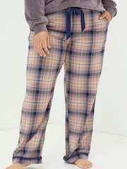 FatFace Peach Pink Eva Wildscapes Check Pyjama Bottoms - Image 1 of 6