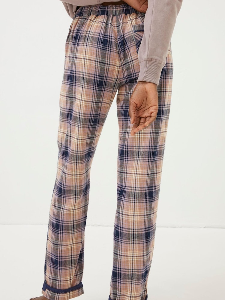 FatFace Peach Pink Eva Wildscapes Check Pyjama Bottoms - Image 2 of 6
