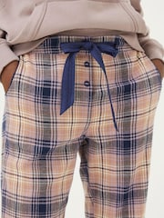 FatFace Peach Pink Eva Wildscapes Check Pyjama Bottoms - Image 4 of 6