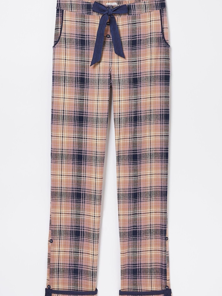 FatFace Peach Pink Eva Wildscapes Check Pyjama Bottoms - Image 6 of 6