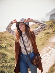 FatFace Brown Selina Stripe Roll Neck Top - Image 1 of 5