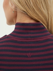 FatFace Purple Selina Stripe Roll Neck Top - Image 3 of 4