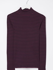 FatFace Purple Selina Stripe Roll Neck Top - Image 4 of 4
