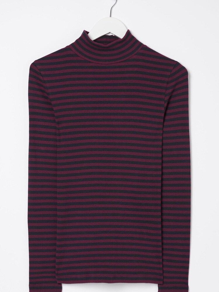 FatFace Purple Selina Stripe Roll Neck Top - Image 4 of 4 FatFace Purple Selina Stripe Roll Neck Top - Image 4 of 4
