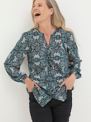 FatFace Green Betty Mirror Floral Tunic - Image 1 of 6