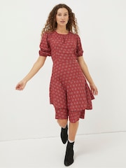 FatFace Red Shaney Craft Geo Dress - Image 1 of 5