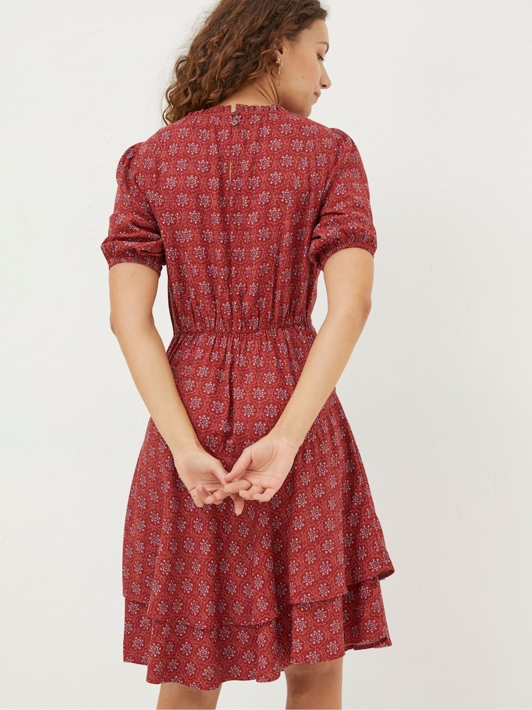 FatFace Red Shaney Craft Geo Dress - Image 2 of 5