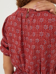FatFace Red Shaney Craft Geo Dress - Image 4 of 5