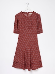 FatFace Red Shaney Craft Geo Dress - Image 5 of 5