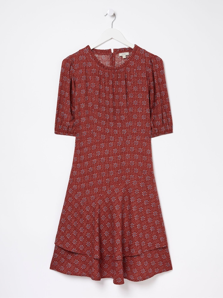FatFace Red Shaney Craft Geo Dress - Image 5 of 5