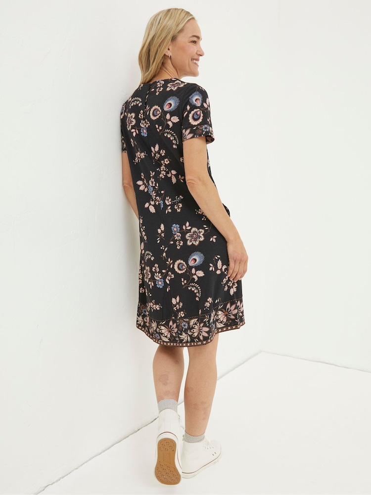 FatFace Black Simone Fall Floral Jersey Dress - Image 2 of 6 FatFace Black Simone Fall Floral Jersey Dress - Image 2 of 6