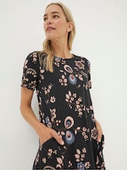 FatFace Black Simone Fall Floral Jersey Dress - Image 4 of 6