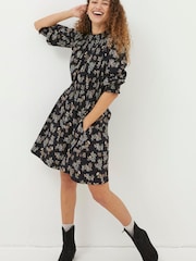 FatFace Black Krishan Craft Floral Jersey Dress - Image 2 of 7