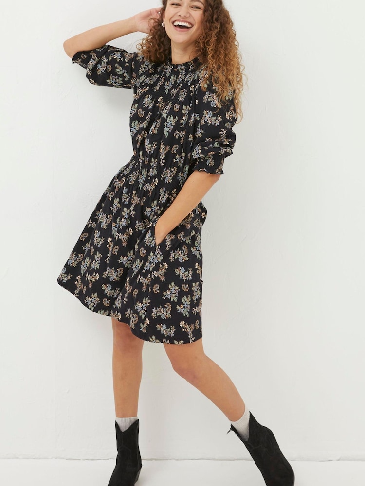 FatFace Black Krishan Craft Floral Jersey Dress - Image 2 of 7