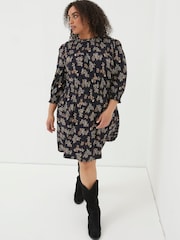 FatFace Black Krishan Craft Floral Jersey Dress - Image 4 of 7