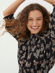 FatFace Black Krishan Craft Floral Jersey Dress - Image 6 of 7